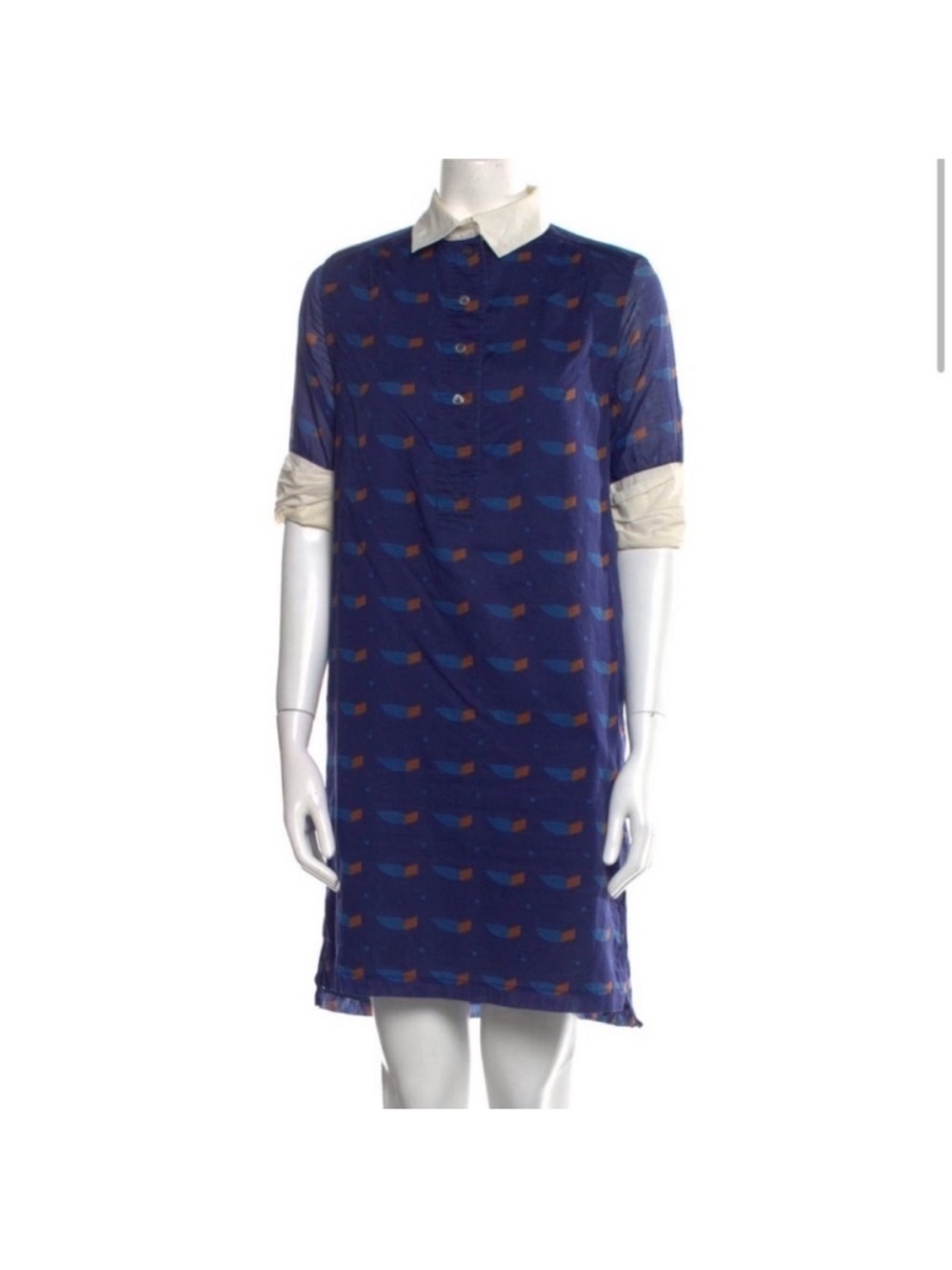Marc Jacobs Purple Geometric Print Polo Shirt‎ Dress | Cream Collar